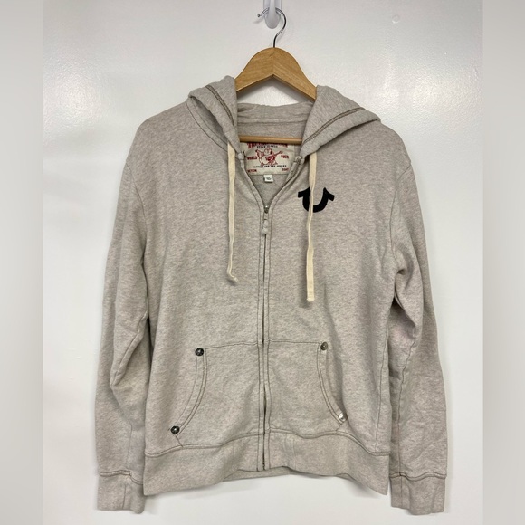 True Religion Other - True Religion Gray Men's Flocked Classic Buddha Logo Full Zip Up Hoodie Large